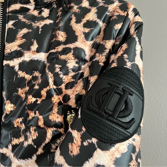 By Ola La Leopard Puffer Coat Hooded Cropped Small - Picture 6 of 16